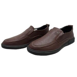 mens brown slip on fashion caoutchouc anti-slip loafers size 8m